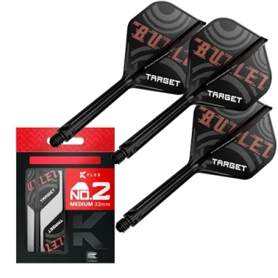 Afbeelding van Target Darts Stephen Bunting K Flex Flights and Shaft System, Nr.2 Pak van 3 Kflex All In One Flights, Player Edition Accessoires Dart Stem Middel (33mm)