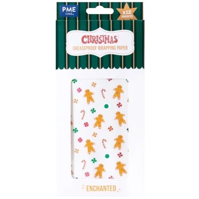Afbeelding van PME 12 vellen bakpapier voor kerstlekkernijen en geschenken peperkoekmannetje