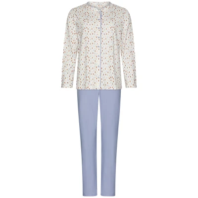 Afbeelding van Pastunette Tender Pyjama Katoen Doorknoop Wit/Blauw Maat 54