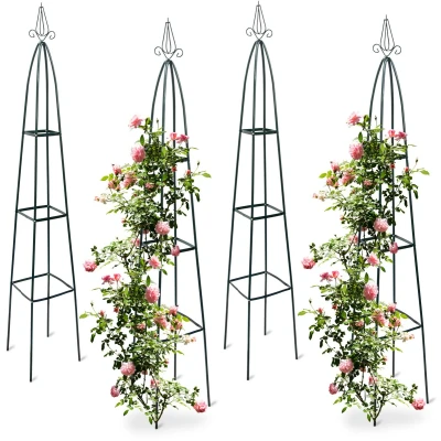Afbeelding van 4 x obelisk rankhulp metaal 2 meter ranken rozenboog klimplanten