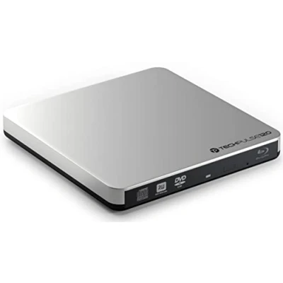 Afbeelding van techPulse120 USB 3.0 Type C externe Blu ray brander 3D Burner Superdrive Blueray Drive BD DVD CD Slim voor Computer Notebook Ultrabook Windows 10 &amp; 11 MacOS Apple iMac MacBook, zilver
