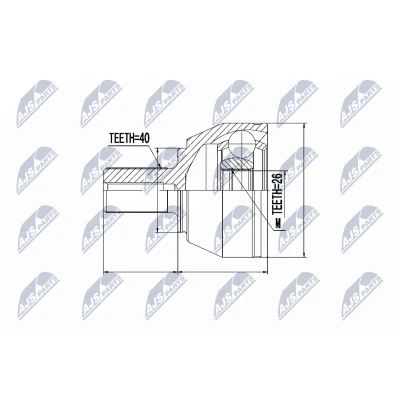Afbeelding van Homokineet reparatie set, aandrijfas NTY NPZ FR 040