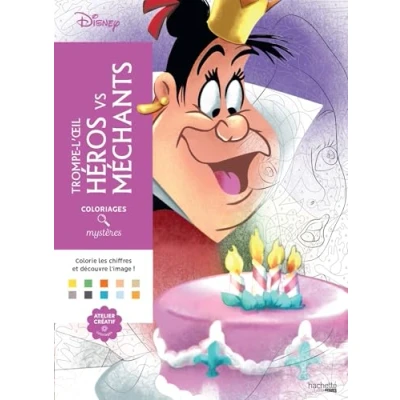 Afbeelding van Coloriages Mystères Disney Trompe l&#039;Oeil Héroes vs Méchants Hachette Kleuren op nummer kleurboek