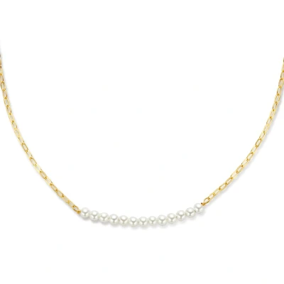 Afbeelding van zilver verguld (geel) collier synth. parel 40 + 5 cm 1 micron 2102898 horloge Goudkleur 45