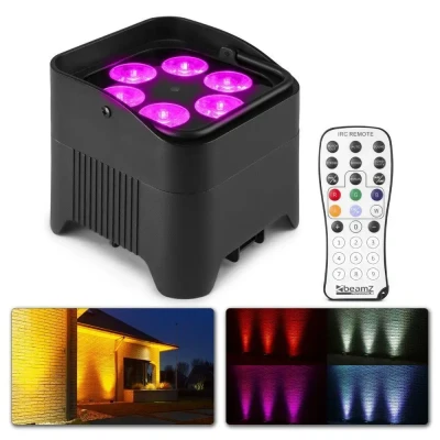 Afbeelding van BeamZ BBP96S accu Uplight met 6x 12W LED&#039;s en draadloze DMX
