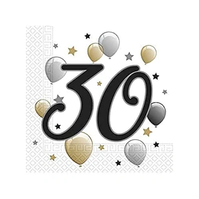 Afbeelding van Procos Servetten 30 Jaar 33 X Cm Papier Wit/goud 20 Stuks