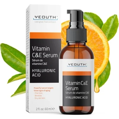 Afbeelding van YEOUTH Vitamine C Serum voor Gezicht met Hyaluronzuur en E, Anti Aging Huid Serum, Gezichtsserum Rimpel Donkere Vlek, Huidverzorging Alle Huidtypes