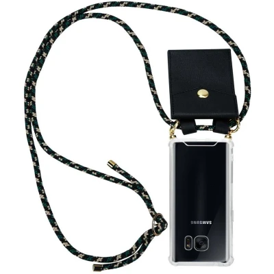 Afbeelding van Cadorabo Hoesje geschikt voor Samsung Galaxy S7 in CAMOUFLAGE Silicone Mobiele telefoon ketting beschermhoes met gouden ringen, koordriem en afneembare etui