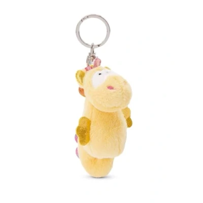 Afbeelding van sleutelhanger Zeepaardje Laguna Rainbow 9cm geel Duurzame metgezel knuffeldierhanger met sleutelring voor sleutelkoord, tas, rugzak en meer