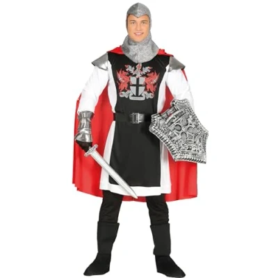 Afbeelding van Fiestas Guirca Kostuum Middeleeuwse ridder (zwart/rood) maat L (52 54)