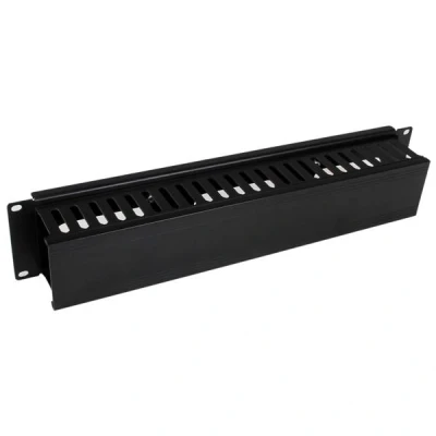 Afbeelding van StarTech.com 2U horizontaal vingergoot rekkabelpaneel met afdekking