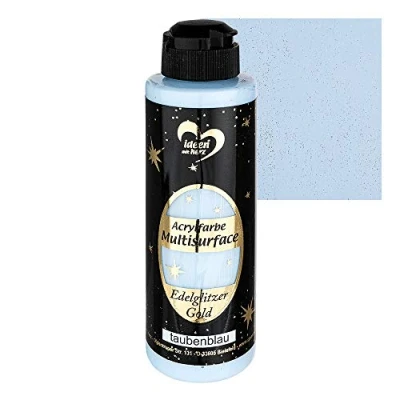 Afbeelding van Ideen mit Herz Acrylverf Multisurface Edelglitter, universele verf op waterbasis, met edel glinsterende gouden glitter, 180 ml, duifblauw