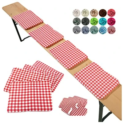 Afbeelding van heimtexland Zitkussen type 859 set van 4 bierbank bekleding biertentgarnituur tuindecoratie kussen rood 25 x 36 cm