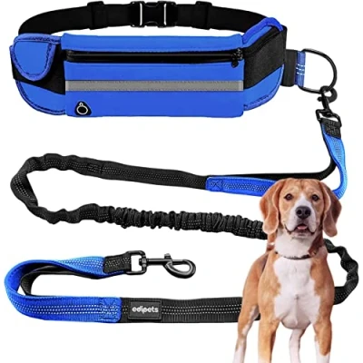 Afbeelding van Hond Jogging Lood Handsfree Hardlopen Wandelen Webbing Anti Stress Reflecterend 160 220cm (Blauw)