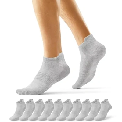 Afbeelding van EKSHER 10 paar herensokken, korte katoenen sportsokken, laag ademend, hardlopen, elastisch, tennis, x grijs, 43 46 EU