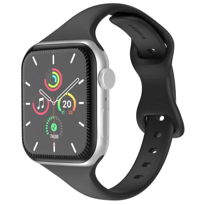 Afbeelding van Apple Watch bandje Siliconen en TPU (zacht) Zwart Geschikt voor Series 1/2/3/4/5/6/7/8/9/10/SE/Ultra/Ultra 2 (44/45/46/49 mm)