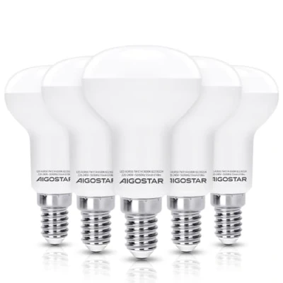 Afbeelding van Aigostar Reflectorlamp E14 R50 spiegellamp LED 7W=43W gloeilamp, warm wit 3000K, 610 Lumen, Set van 5 stuks