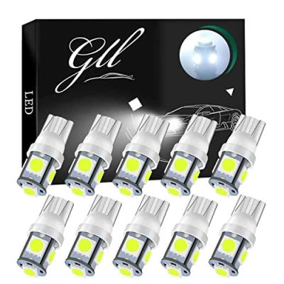 Afbeelding van GLL 10pcs T10 501 LED Lampen 5050 5SMD W5W 120 Lumen 6500K (Wit)