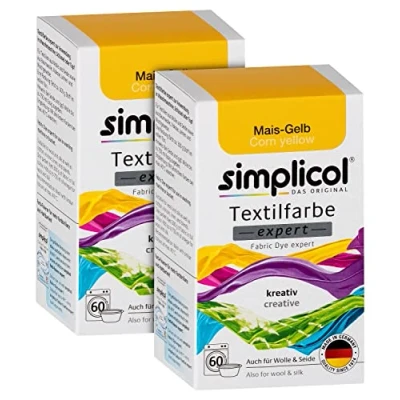 Afbeelding van simplicol 1749 Expert textielverf, maisgeel 1701, 2 pack creatief, eenvoudig verven in de wasmachine of handmatig, 9 x 6 9,9 cm, stuks