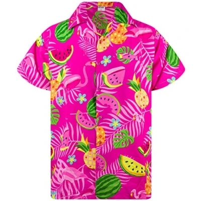 Afbeelding van Funky Hawaiiaans Overhemd, Hawaii Korte Mouw, Flamingo Melon, Roze, XL