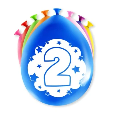 Afbeelding van Ballonnen 2 jaar party 30cm 8 stuks