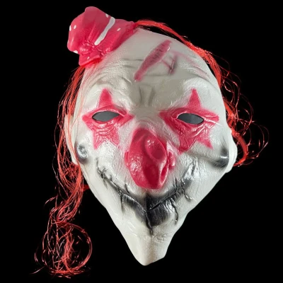 Afbeelding van Halloween masker horror clown Wit/rood Latex
