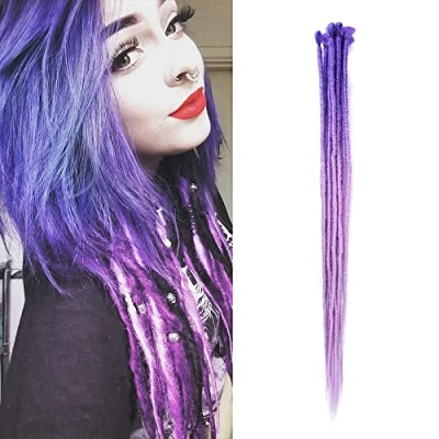 Afbeelding van Dsoar 24inch Ombre Dreadlock Extensions voor Dames/Mannen 10 stuks Locs Synthetische Dreads Handgemaakte Gehaakte Vlechten Haar (Paars en Licht Paars)
