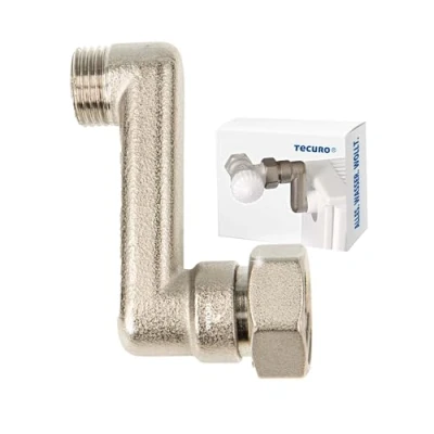 Afbeelding van tecuro Radiator S aansluiting 60 mm hoogtecompensatie met Euroconus x AG 3/4 inch 1/2 messing vernikkeld AGS