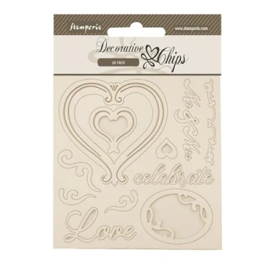 Afbeelding van Stamperia Timeless Decorative Chips Hearts (SCB264)