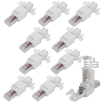 Afbeelding van SeKi 10 x gereedschapsvrije RJ45 netwerkstekker CAT 6 UTP, geschikt voor installatiekabel en patchkabel; veldconfectioneerbare LAN stekker netwerkkabel, zonder gereedschap, compatibel met CAT5,