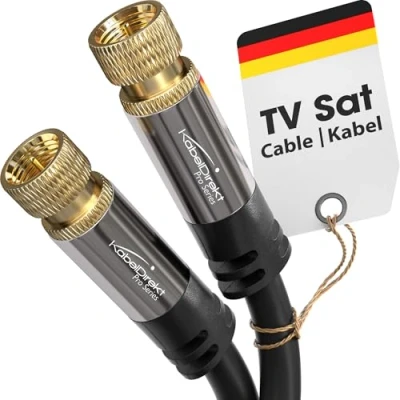 Afbeelding van KabelDirekt SAT kabel 2 m (F stekker, 75 Ohm, F stekker coax geschikt voor tv, HDTV, radio, DVB T, C, S, S2) PRO Series