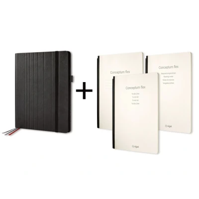 Afbeelding van Sigel Si Cf130 Conceptum Flex Business Organiser A4 Zwart/Kunstleer + 3 Schriften