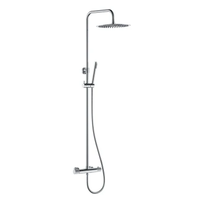 Afbeelding van Wiesbaden Ribbd thermostatische regendoucheset opbouw chroom