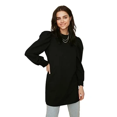 Afbeelding van Trendyol Dames Modest Regular Basic Crew neck Knit Tunieken Zwart, S