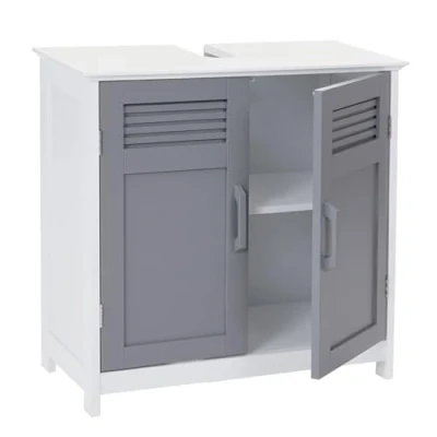 Afbeelding van Mendler Wastafelonderkast HWC A85, badkamerkast 60x60x30cm grijs