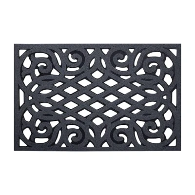 Afbeelding van Nicoman Milieuvriendelijke deurmat, antislip, zwaar belastbare rubberen barrière, schrapen, buiteningang, tuin, garage, anti vermoeidheid drainage (grijs, klein, 61 x 41 cm)