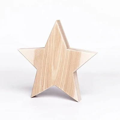 Afbeelding van WOODS houten ster van essenhout I decoratie hout handgemaakt in Beieren om neer te zetten gezellige advent &amp; kerstdecoratie voor vensters hal deur co groot 30 x cm