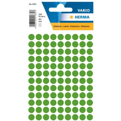 Afbeelding van Huismerk Herma 1835 Etiket Rond 8mm Donkergroen 10 Pak met 5 vel stickers