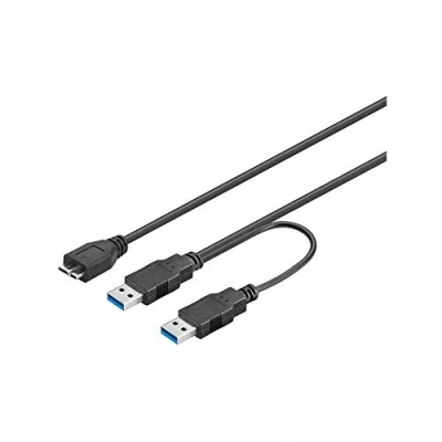 Afbeelding van USB A naar Micro kabel 0.3 meter 3.0 (100% koper, Extra voeding, Zwart)