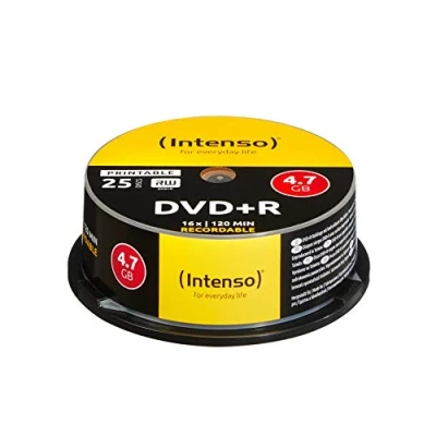 Afbeelding van 1x25 Intenso DVDR 4.7GB 16x Speed Cakebox printable