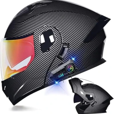 Afbeelding van Motorhelm met Bluetooth Heren Dames Modulaire helm Motor opklaphelm Dubbel vizier Integraalhelm Volwassen ECE gecertificeerd I,L59 60CM