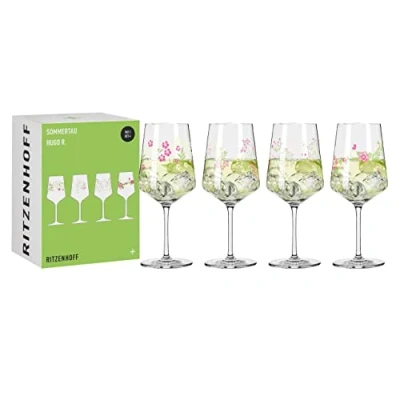 Afbeelding van Ritzenhoff 6041003 Hugo glas set van 4 500 ml aperitiefglazen bloemenmotief kleurrijk serie Sommerdauw F23 Made in Germany