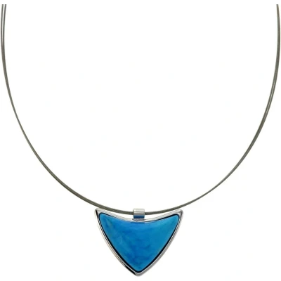 Afbeelding van Behave Zilver kleurige ketting met blauwe natuurstenen hanger