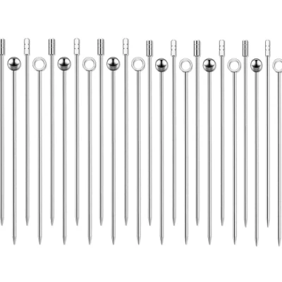Afbeelding van Basicon martini spiesen, 24 stuks, roestvrij staal, cocktailprikkers, herbruikbare cocktailprikkers voor fingerfood, cocktail, sandwich, party, bar, zilver