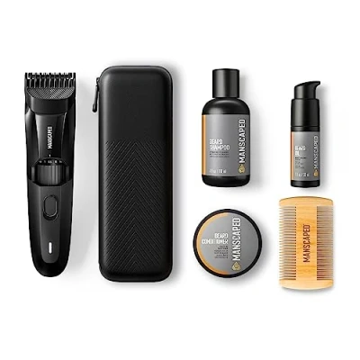 Afbeelding van MANSCAPED™ The Beard Hedger™ geavanceerde kit bevat onze premium precisie baard en snortrimmer, hydraterende shampoo, verzachtende conditioner, olie gezichtshaarkam