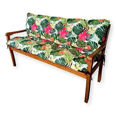 Afbeelding van 4L Textil bankkussen tuinbank kussen hollywood swing voor zitkussen en rugkussen weerbestendig stoelkussen (180x60x50 cm, Tropisch Groen)