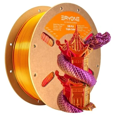 Afbeelding van ERYONE Driekleurig zijden PLA filament 1,75 mm, 3D printerfilament +/ 0,03 mm 1 kg/spoel, zijderood, goud en paars