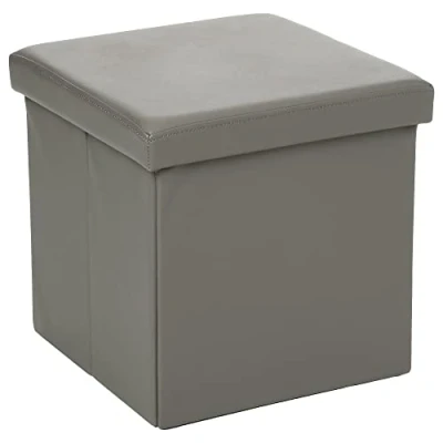 Afbeelding van Atmosphera Poef/Hocker/voetenbankje opbergbox grijs pvc/mdf 38 x cm Poefs