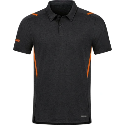 Afbeelding van JAKO Polo Challenge Zwart gemeleerd/fluo oranje