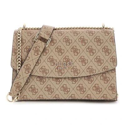 Afbeelding van GUESS Schoudertas Calista Convertible Xbody Flap Bag Latte Logo Lichtbruin